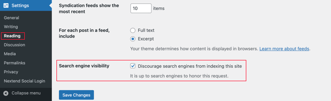 Configurar la visibilidad del motor de búsqueda en WordPress